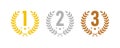 Winning places icons with wreath frame. Award symbol - 1, 2 and 3 place. Royalty Free Stock Photo